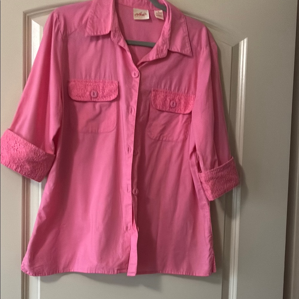 Chic Vibrant Pink Button-Down Shirt